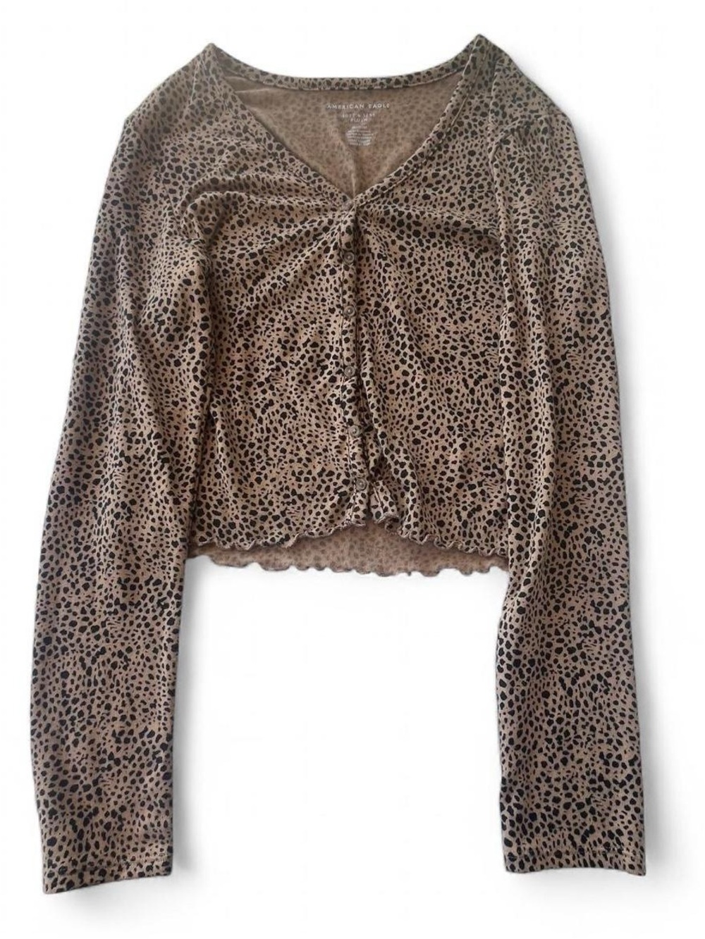 American Eagle Soft & Sexy Plush Leopard Print Crop Top Women’s M Y2K Chic